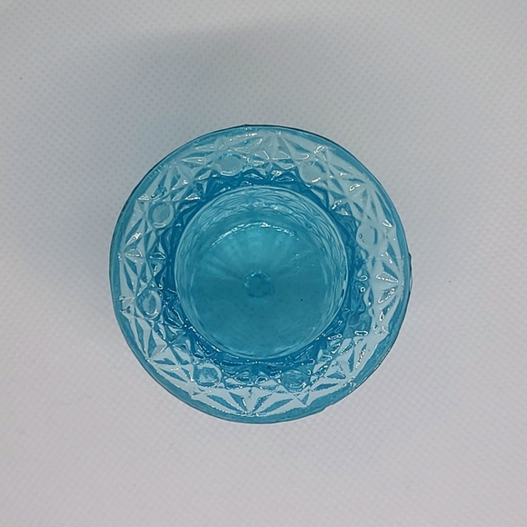 Fenton Art Glass Light Blue Daisy and Button Top Hat Toothpick Holder - Picture 5 of 6